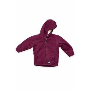 Berne Youth Hooded Chore Jacket Size 5 Purple Sherpa Lined Zip Up Coat GUC